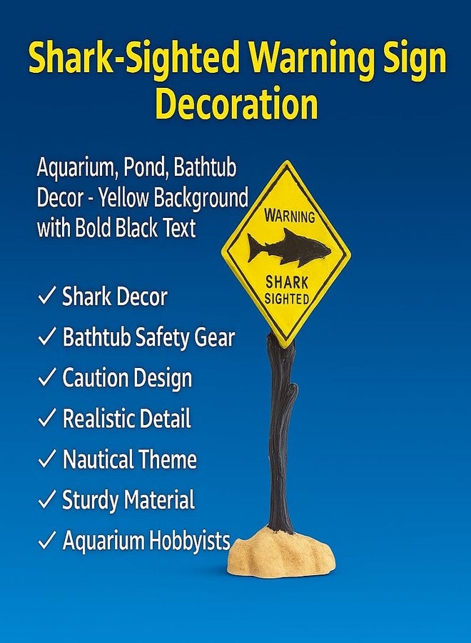 VAYINATO® Shark-Sighted Warning Sign Decoration for Aquariums, Fish Tanks, Ponds & Bathtubs | Miniature Marine Landscape Decor | Realistic Nautical Theme, Durable Resin - Image 4